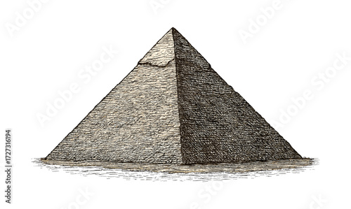 Vintage pyramid engraving design for art and history illustrations