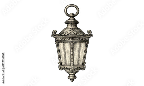 Ornamental lantern engraving design for vintage decor and art projects