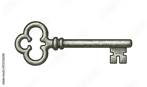 Vintage antique key illustration for decorative design and secure concepts