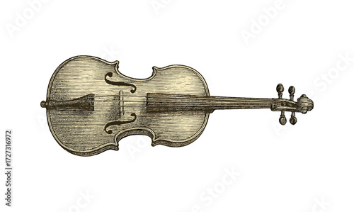 Vintage cello etching on classic background for musical art and design