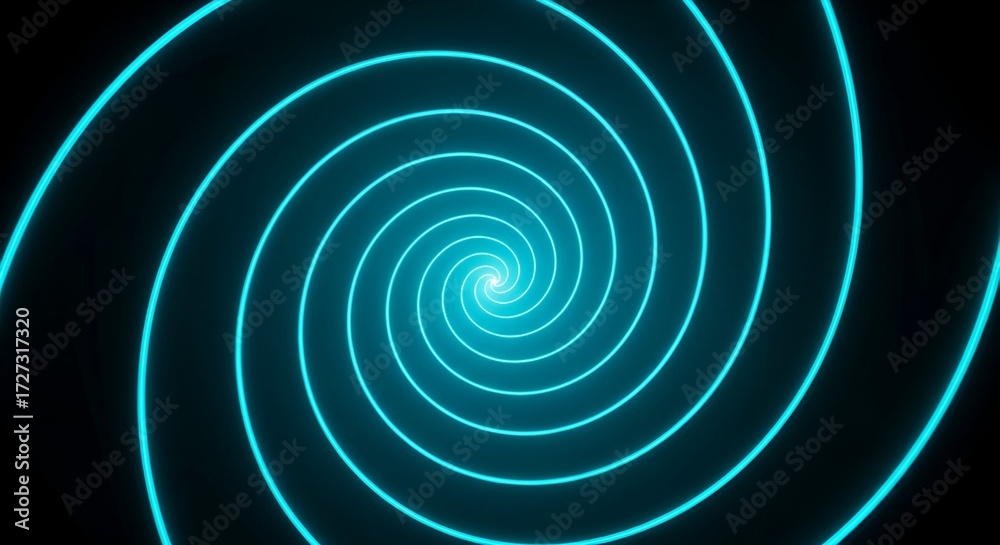 Fototapeta premium Dive into a mesmerizing neon blue spiral tunnel, creating an endless vortex of light that draws you into the unknown.