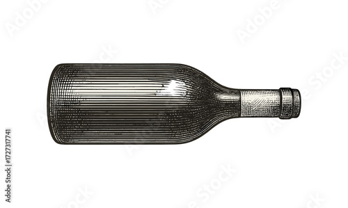 Elegant engraved wine bottle vector illustration for beverage designs