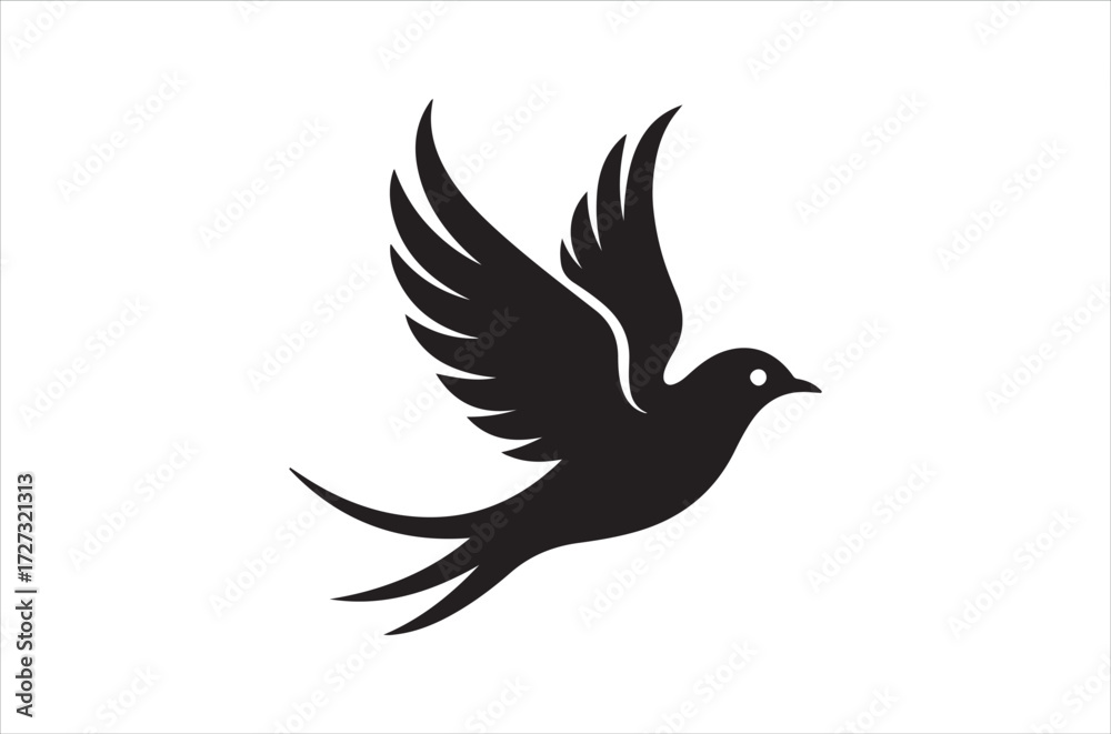 Obraz premium Bird vector illustration, Bird silhouette, Birds Line Art, black color design bundle, Eps, white background