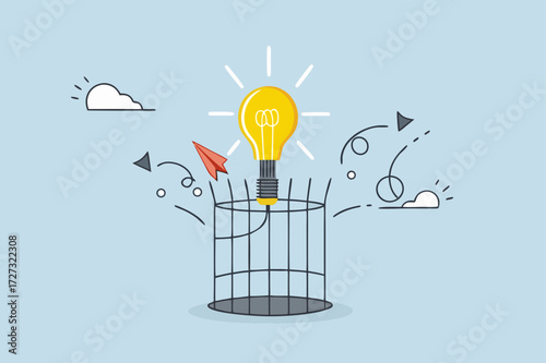 light bulb creative idea to break birdcage with launch vehicle accelerator.