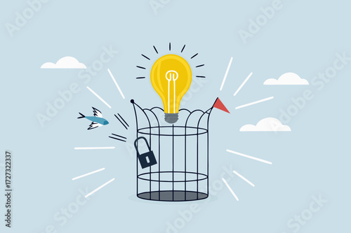 light bulb creative idea to break birdcage with launch vehicle accelerator.