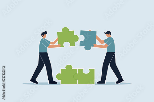 business partner put puzzles together to complete the puzzle.
