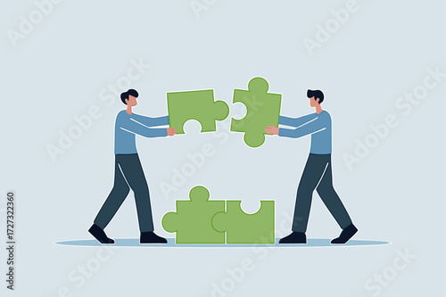 business partner put puzzles together to complete the puzzle.