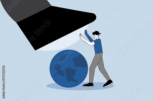 Human protect world from evil that destroy stomp.