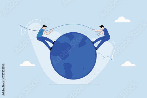 Geopolitics, entrepreneurs nations engaged in tug of war over the globe.