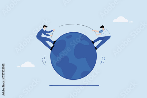 Geopolitics, entrepreneurs nations engaged in tug of war over the globe.