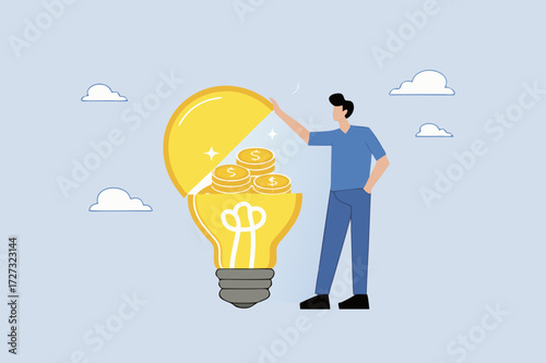 businessman opened idea of light bulb and found compound that earns winning coins.