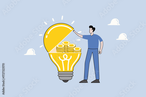 businessman opened idea of light bulb and found compound that earns winning coins.