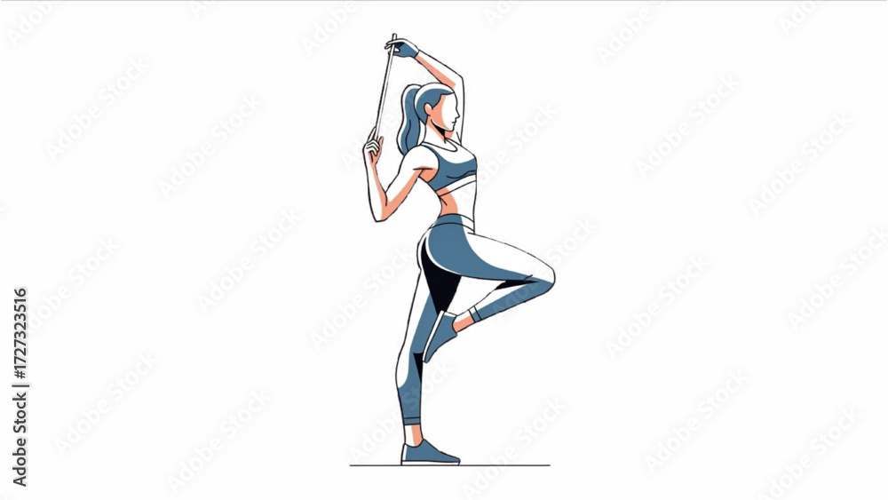 Obraz premium Yoga and Pilates Woman Vector Illustration – Tight Sportswear Pose Collection AI EPS PNG JPEG 