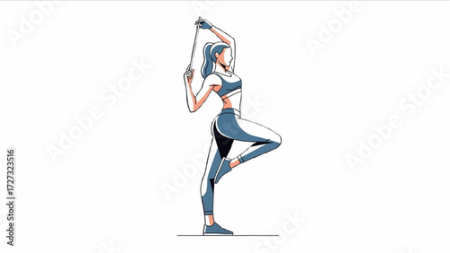 Yoga and Pilates Woman Vector Illustration – Tight Sportswear Pose Collection AI EPS PNG JPEG
