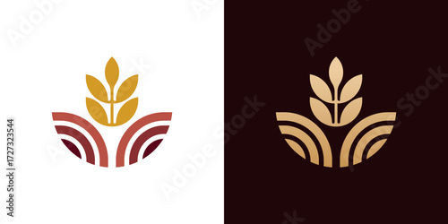 Wheat Field Logo - Abstract Grain and Farmland Symbol for Agriculture, Organic Food, and Farming Business