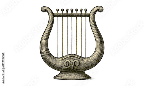 Vintage greek lyre illustration for musical heritage and classic designs