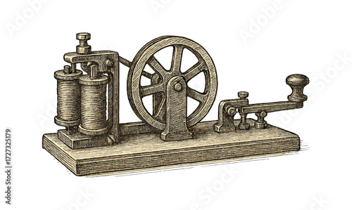 Vintage telegraph engraving design for historical illustration and antique communication devices