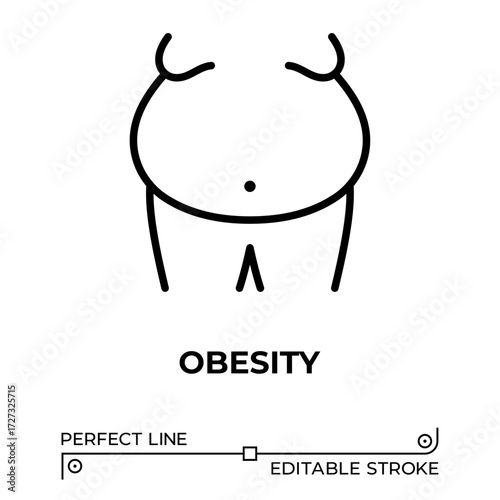 Vector line icon related to obesity. Perfect Line. Editable Stroke.