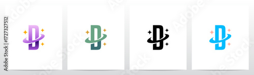 Swoosh Ring Star Twinkle Letter Initial Logo Design D