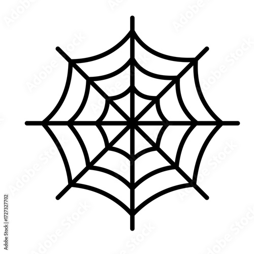 A black spider web with clean radial lines, perfect for Halloween decorations or spooky themes