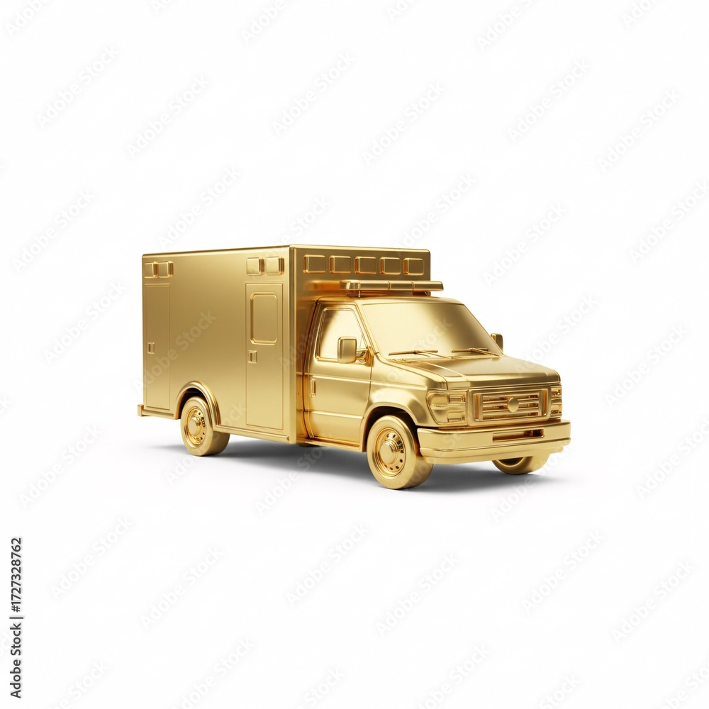 Obraz premium A realistic three-dimensional rendering of a golden ambulance,