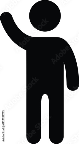 Friendly greeting icon person waving hand simple silhouette vector