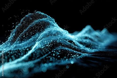 Abstract digital wave of light particles