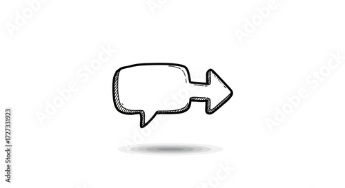 Graphic Speech Bubble with Arrow Direction in Sketch Style