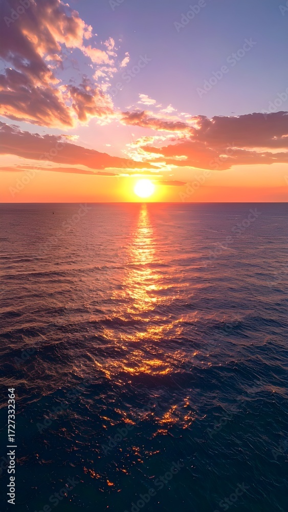 Fototapeta premium Colorful sunset over ocean horizon