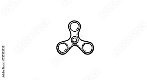 Simple Black and White Fidget Spinner Toy Hand Drawn Illustration
