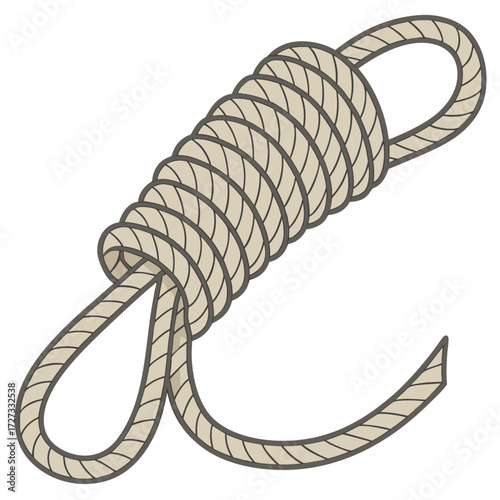 Beige Coiled Rope with Knot and Loop Illustration