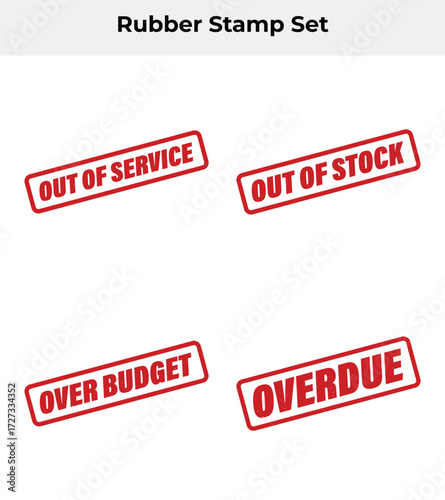 Four Red Grunge Rubber Stamps with Various Business Messages on White Background