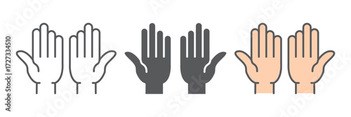 Islamic prayer icon, islam and religion, prayer hands sign, vector graphics, a linear pattern on a white background, editable stroke