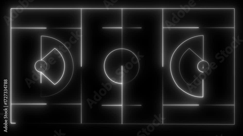 White Neon Hockey Rink Outline on Black Background Abstract Geometric Design ice hockey glowing