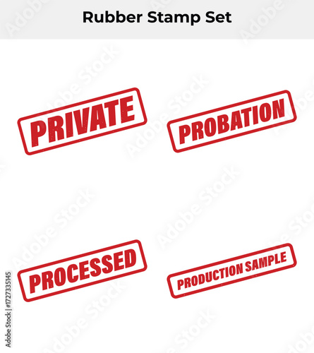 Grunge Red Rubber Stamp Set on White Background with Private Probation Words