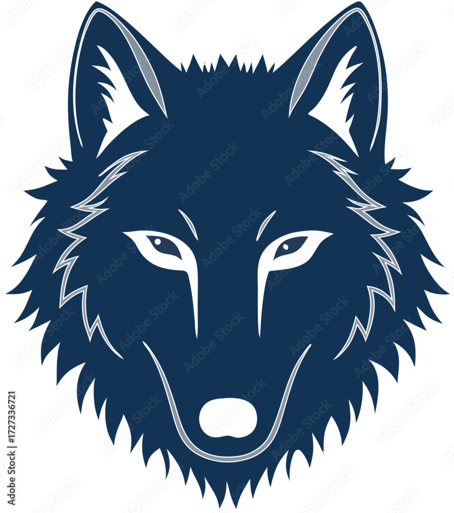 Fototapeta premium Modern wolf face vector icon design, perfect for sports mascots, hunting brands, gaming logos, and tribal artwork.