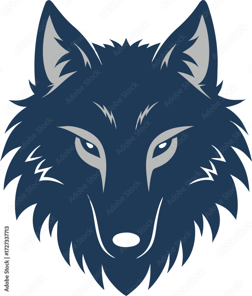 Fototapeta premium Detailed wolf face vector icon illustration, suitable for wildlife conservation graphics, outdoor gear, and adventure branding.