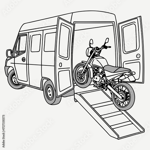 Motorcycle Loading into a Van via a Ramp