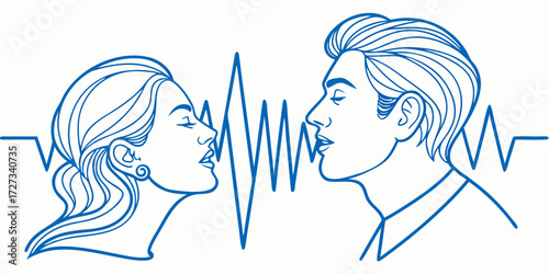 Couple in love expressing their feelings through sound waves