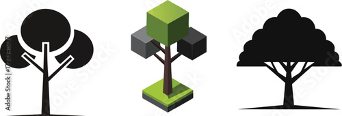 Tree Vector Icon Set, Nature and Forest Illustration