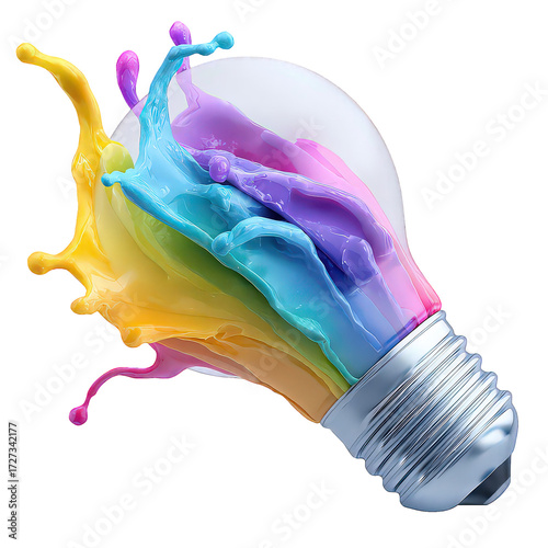 Colorful Paint Splash Lightbulb Idea Concept