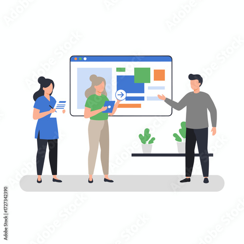 Concept illustration of employee performance on a white background