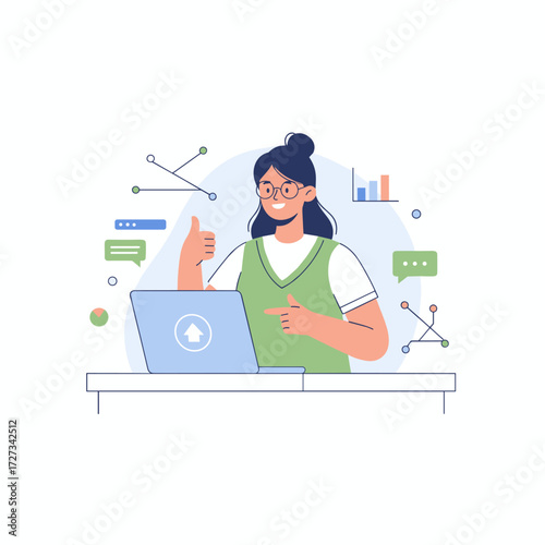 Illustration concept for Business Contact Services: a flat illustration isolated on a white background