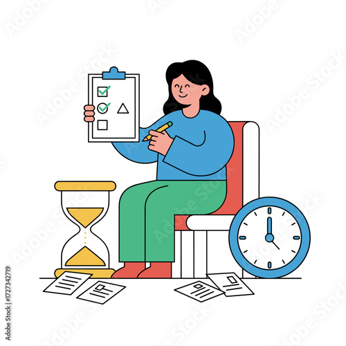 Concept for a task‑management illustration: a flat illustration isolated on a white background