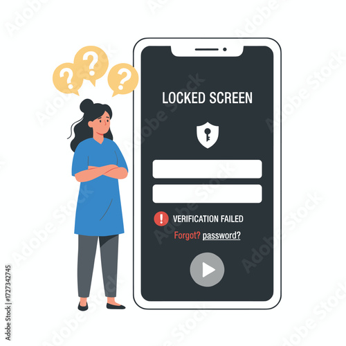 Illustration concept of a forgotten password on a white background