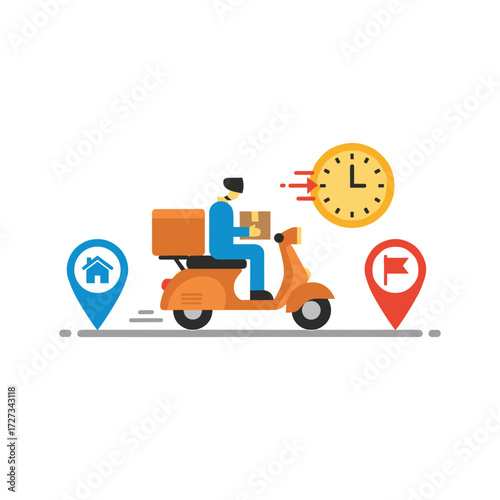 Courier man driving a scooter