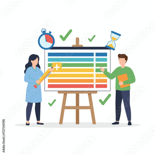 Illustration concept of business schedule planning on a white background