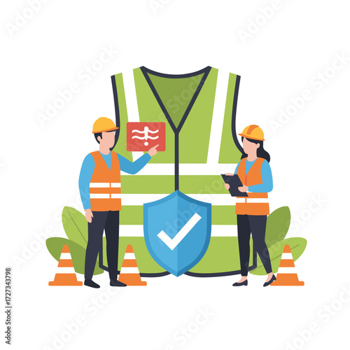 Illustration concept of a safety engineer on a white background