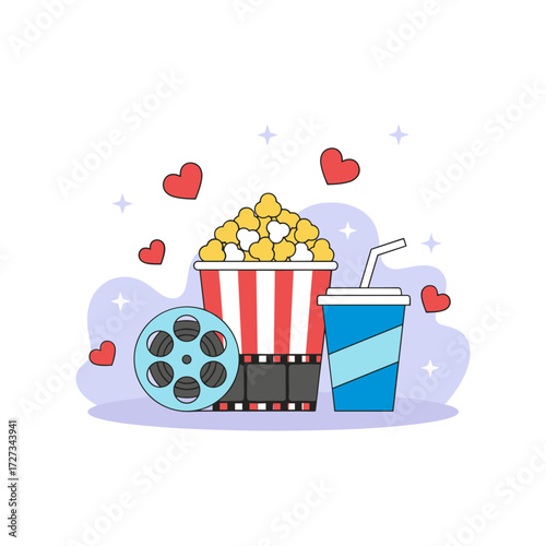 Mobile app onboarding and empty state pages featuring cinema icons