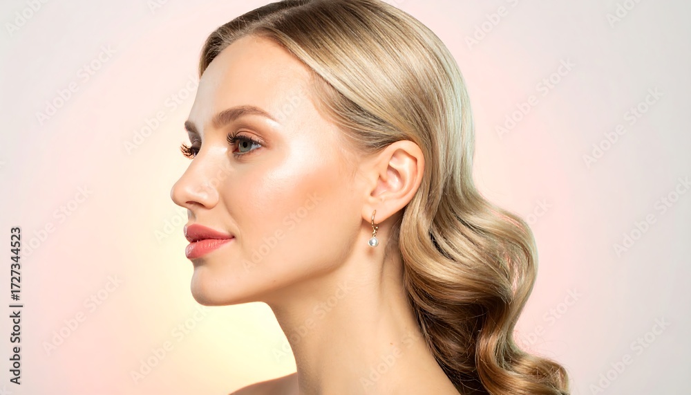 Naklejka premium Woman with beautiful hair and soft lighting